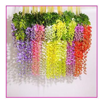 China Artificial Wisteria Flower Hanging Wisteria Flower Garland Hanging For Wedding Decoration Home Decor for sale