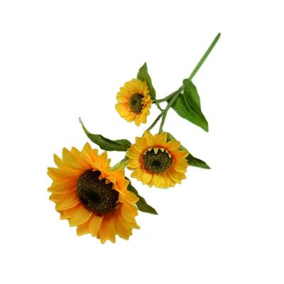 China Hotel 1941002 TIANJIN LUSIA three haed artificial single sunflower wedding decorative hot sale flower for sale