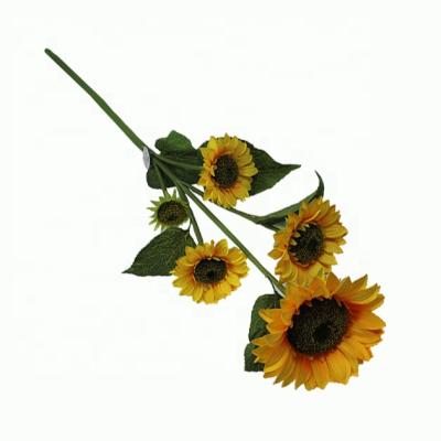 China 2019 New Large Designed Indoor Hotel Artificial Sunflower Decoration 5heads for sale