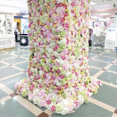 China Customized Artificial Silk Flower Wall Backdrop For Wedding Decoration for sale