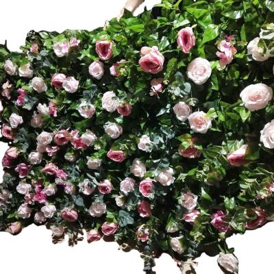 China Wedding Flower Wall Decoration Artificial Silk Flower Wall Backdrop Decoration for sale