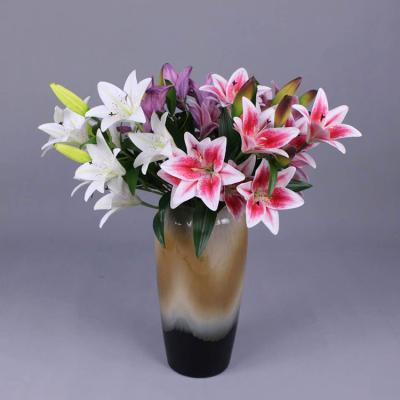 China real touch lilies 12heads 3D printing artificial lilies flowers 3D floral bouquet party table centerpieces home decoration for sale