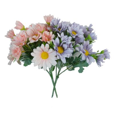 China Small Cheap Artificial Silk Chrysanthemum Lusia Bouquet Spring Colors Decoration Flower Silk Flowers for sale