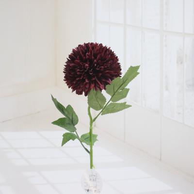 China Direct Chinese silk artificial flowers plaza/plant funeral single-stem chrysanthemum ball decoration flowers for sale