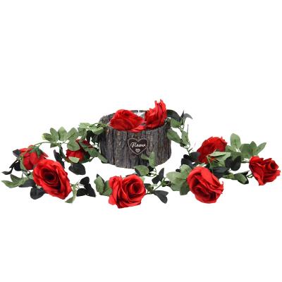 China Indoor Wall Rose Flower Vine Artificial Hanging Rose Ivy Vines Hot Sale Wedding Party Decoration Flower for sale