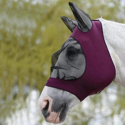 China Durable Hot Sale Horse Fly Mask Long Nose With Ears Custom Size Fly Mask for sale