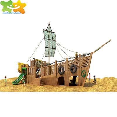 China Plastic Wooden Wooden Playground Equipment Pirate Ship Kids Playground Outdoor Playground For Sale for sale