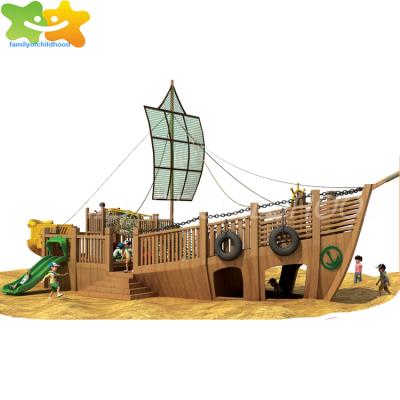 China Large Wooden Playground Kids Pirate Ship Playground Equipment For Park for sale