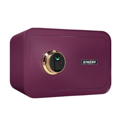 China Kaer Home Green Home Bank Office Hotel Metal Safe Box Compartment Security Fingerprint Password Lock Smart Safe Small Dark Red for sale