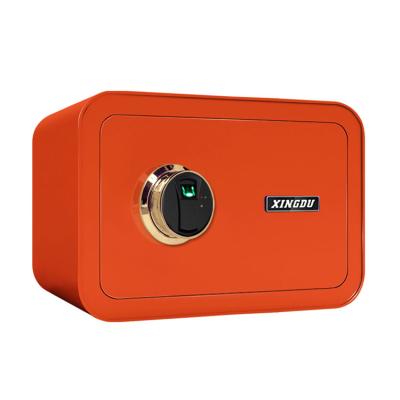 China Kaer Home Office Hotel Bank Colorful Fingerprint Lock Safe Cash Safe Boxes Orange Color for sale