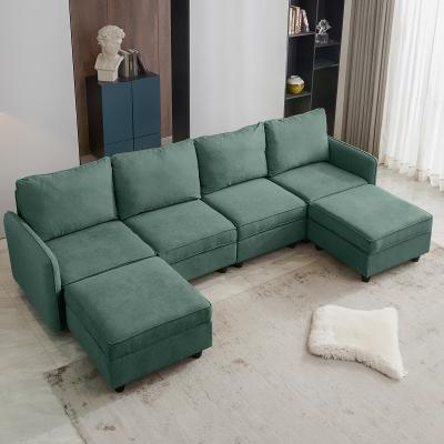 China Sectional Couch Sofa Fabric Linen L Shape Modern Design Modular Furniture Living Room Sofa With Wooden Legs for sale