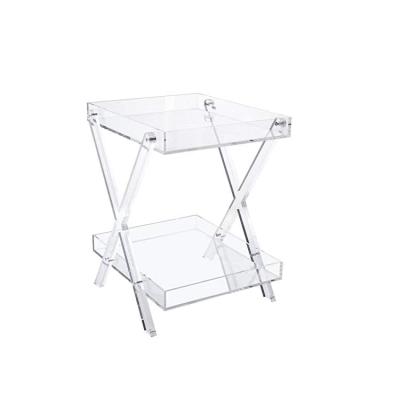 China Elegant (Height) Folding Tray Table Kitchen And Bar Adjustable Acrylic Serving Table Clear Design for sale