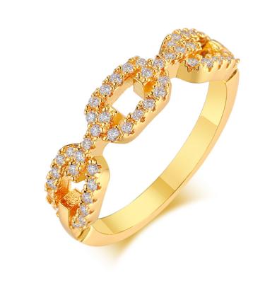 China Hot Sale High Quality Good Quality Personalized Gold Plated Brass Zircon Ring For Gift Klein Jewelry for sale