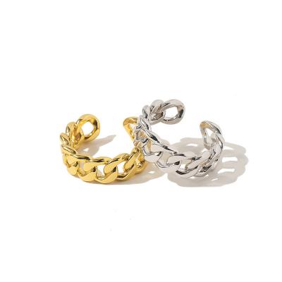 China TRENDY Trendy Hollow Braided Shape Gold Plated Brass Open Rings For Women Gift Klein Jewelry for sale