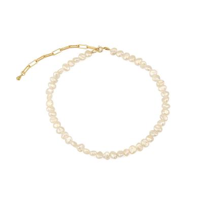 China CLASSIC Trendy Simple Retro Freshwater Pearl Gold Plated Brass Necklace Jewelry For Lady Klein Jewelry for sale