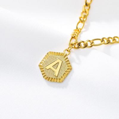 China Hip Hop Style 26 Letters Hexagon Anklet Chain Stainless Steel Gold Anklet Klein Plating Jewelry for sale