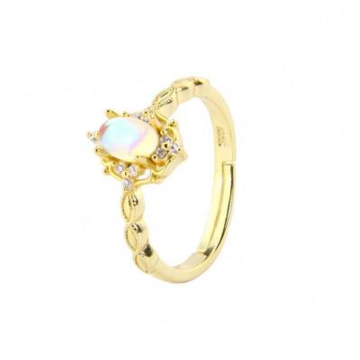 China Luxury Moonstone Ring 925 Sterling Silver 14k Gold Plated Jewelry Silver Wedding Engagement Ring for sale