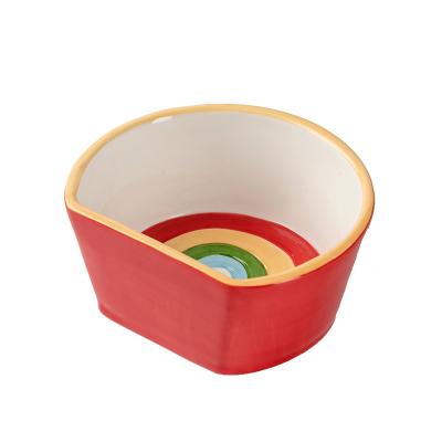 China Sustainable Cheap Nordic Cereal Salad Dessert Rainbow Shape Ceramic Soup Bowl for sale