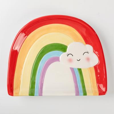 China Latest Sustainable Wholesale Dinnerware Sets Ceramic Rainbow Pattern for sale