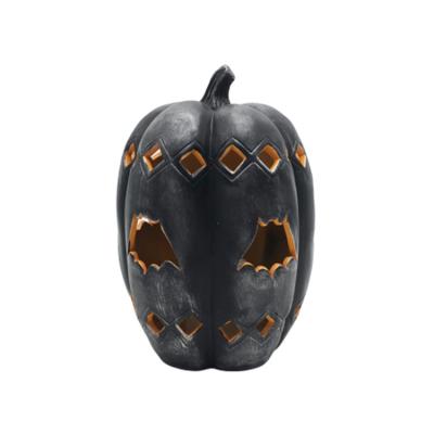 China Unique and Novel Halloween Party Decoration Supplies Creepy Scary Black Pumpkin Lamp for sale