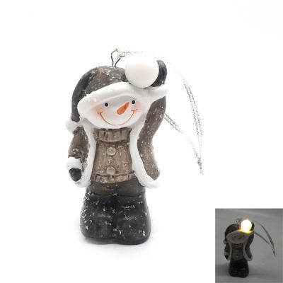 China New Unique and Novel Style Christmas Snowman Decoration Props LED Ceramic Lights for sale