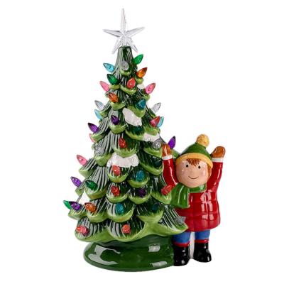 China Unique and New Custom Size Logo Christmas LED Light Ceramic Tree Ornaments Decoration for sale