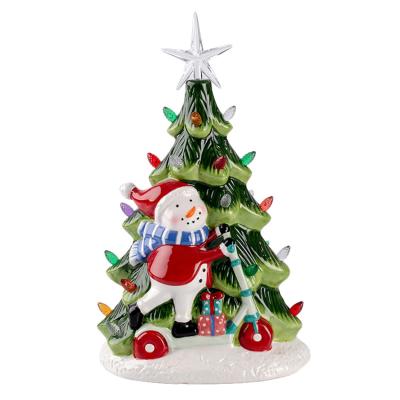 China Unique and New Custom Size Logo Christmas LED Light Ceramic Tree Ornaments Decoration for sale