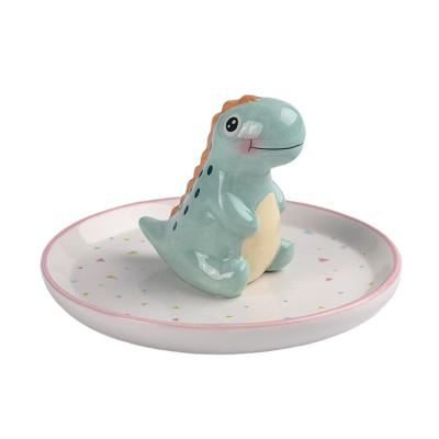 China Beautiful And Useful Custom Desk Decoration 3D Dinosaur Shaped Ceramic Trinket Dish for sale