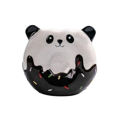 China Beautiful And Useful Personalized Ceramic Panda And Donut Design Money Box Saving for sale