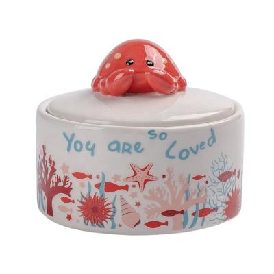 China Crab Ceramic Bulk Design Trinket Engravable Ceramic Trinket Box for sale