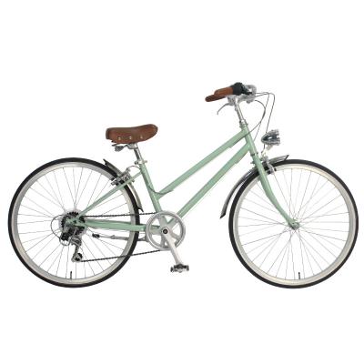 China Frauen Fahrrad 24 Zoll SHIMANO 6 Geschwindigkeit Öko-freundliche Backfarbe Lady City Bike zu verkaufen