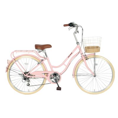 Cina Bici da crociera da 26 pollici da donna in lega di alluminio rosa City Bike 1 velocità in vendita