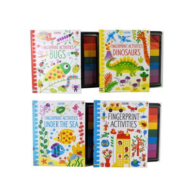 China paper & 2021 Hot Selling Custom Cardboard Hard Cover Children's Fingerprint Spiral Activity Book For Children Painting for sale