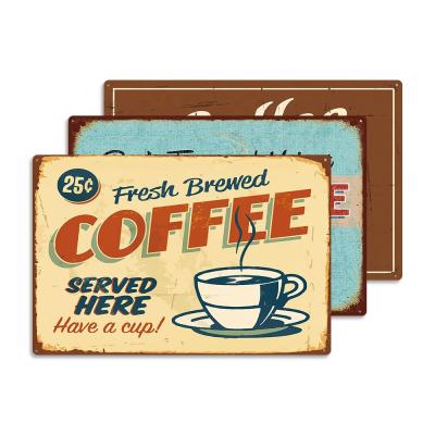 China American Coffee Sign Tin Sign Metal Plaque Cafes Kitchen Club Decor for sale