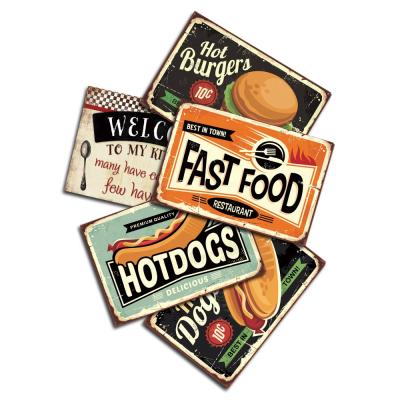 China American Food Tin Sign Metal Plaque Sign Metal Opens Kitchen Restaurant Wall Decor for sale