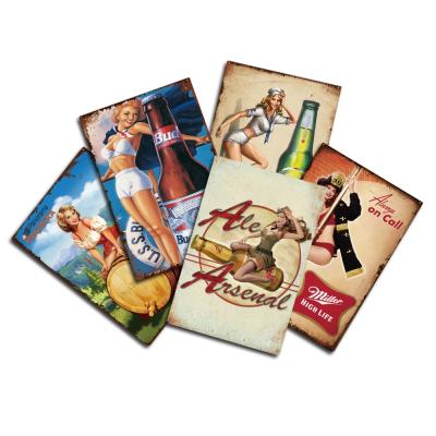 China Customized American Pin Up Metal Plate Printing Beer Brand Tin Sign Home Bar Club Decoration for sale