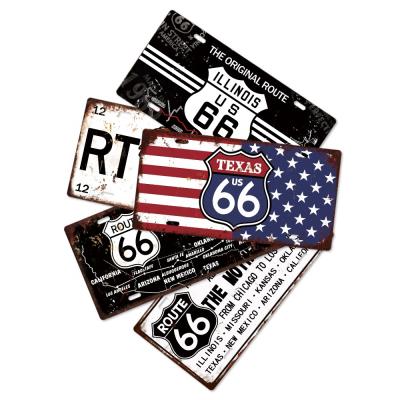 China American Tin Plate Vintage Route 66 Metal Plate Gray Map Printing Sign Garage Man Cave Decoration for sale