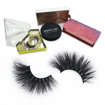 China Durable Natural A1 Eye Lashes 100% Real Mink With Boxes Thick Full 3D Fluffy 25 Millimeter Mink Lashes Wholesale Vendors for sale