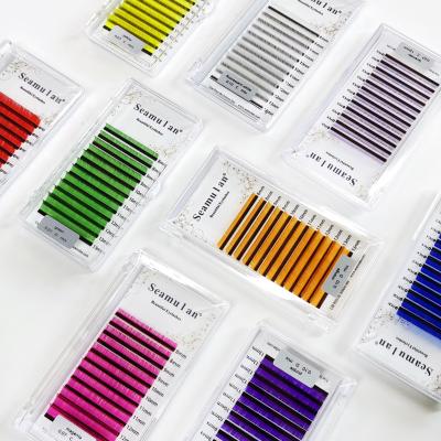 China Wholesale Natural Soft Color Eyelash With Lash Kits Private Label Custom Eyelash Tray Lash Extensions Colored For Purple Green Blue for sale