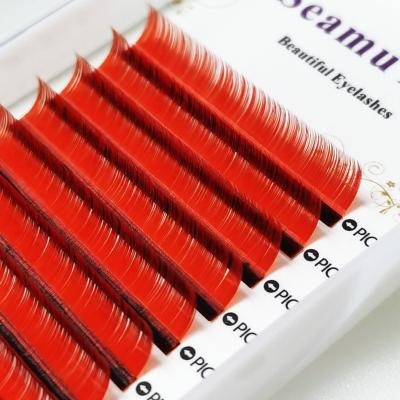 China Natural Soft Person Colored Lash Extension Supplies Color Lashes Tray Private Label Synthetic 3D 25mm Colored Lashes Flare for sale