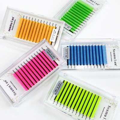 China Natural Soft High Quality False Eyelashes Pink Lashes Wholesale With Mink Color 18mm Lash Extensions Thick Colored Bulk for sale