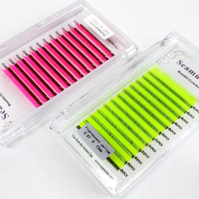 China Wholesale Natural Soft Neon Colored Brown Mix Color Lashes Extension Trays Wholesale Colored White Lashes 20mm With Box for sale