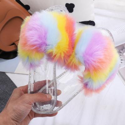 China Soft Plush Open Toe Slides Feminine Faux Hairy Jelly Shoes Sandals New Design Women's Fashion Trend Fur Hairy Upper Ladies Ladies Sandals for sale