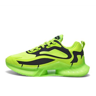 China CUSHIONING 2021 Wholesale Sports Shoes Mesh Shoes Fluorescent Green Men Light Up In Dark Sport Sneakers Running Luminous Sneaker for sale