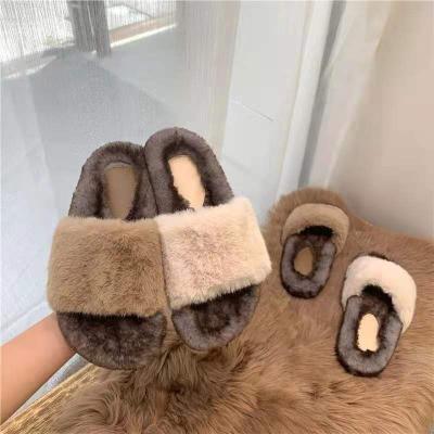 China Fashion Trend Ladies Fur Slippers Girls Slides Women Hairy Plush Slippers Faux Fur Sandals Pink Slipper Sandals for sale