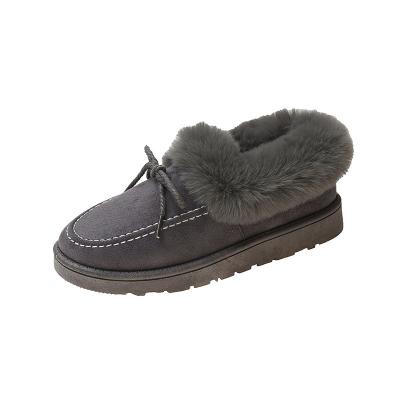 China Autumn Winter Women's Fur Shoes New Waterproof Warm Fashion Comfortable Fluffy Furry Slip On Plush Platform Flat Shoes for sale