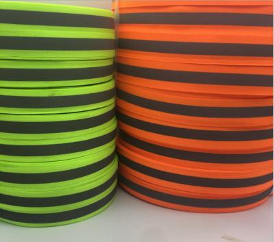 China Glow in the dark High quality polyester webbing with reflective stripe glow in the dark webbing strap 2'' for sale