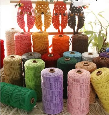 China High Tenacity More than 24 colors of  4mm  twisted  cotton rope  macrame rope for sale