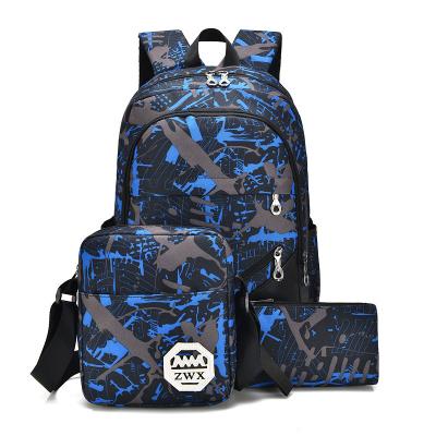 China Wholesale Y0142 Waterproof USB Charger 3 in 1 Printing Backpack School Backpack Set for sale