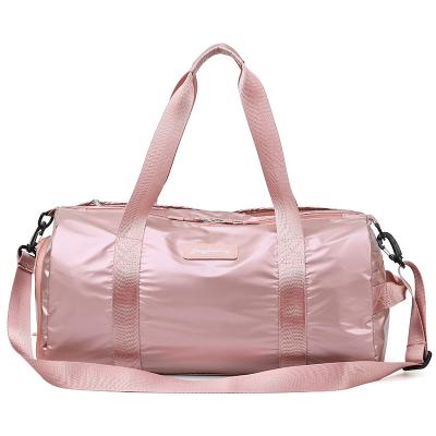 China Wholesale Fashion Female Weekend Gym Shoe Compartment Pink Travel Overnight Duffel Bag V-023 for sale